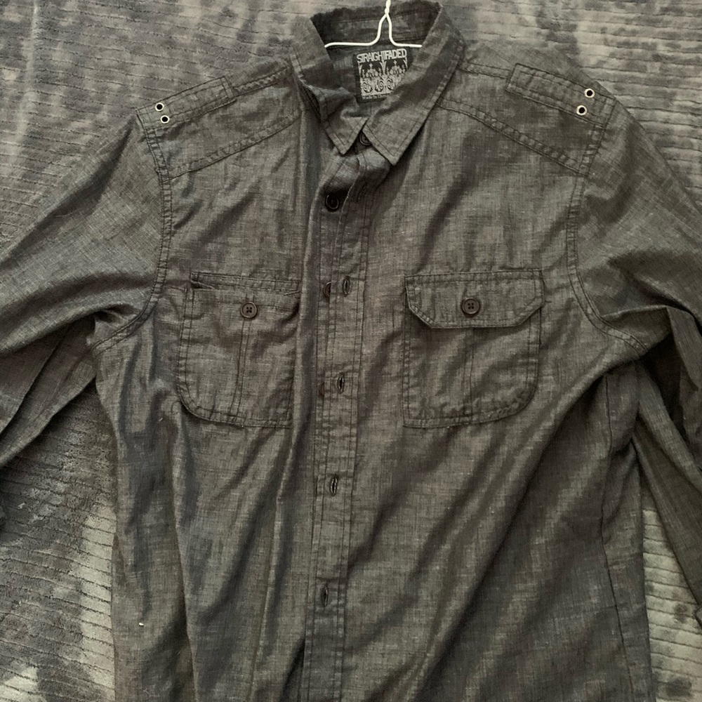 Dark Gray LS Button Up